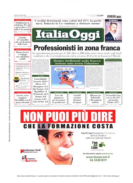 Italia oggi : quotidiano di economia finanza e politica